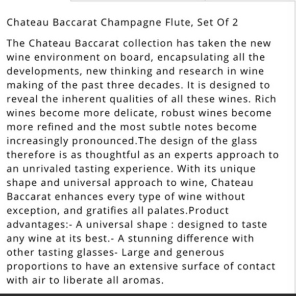 🌟 Host Pick🌟 Chateau Baccarat Crystal Champagne Flute Set of 2🥂 🆕 - Picture 7 of 9